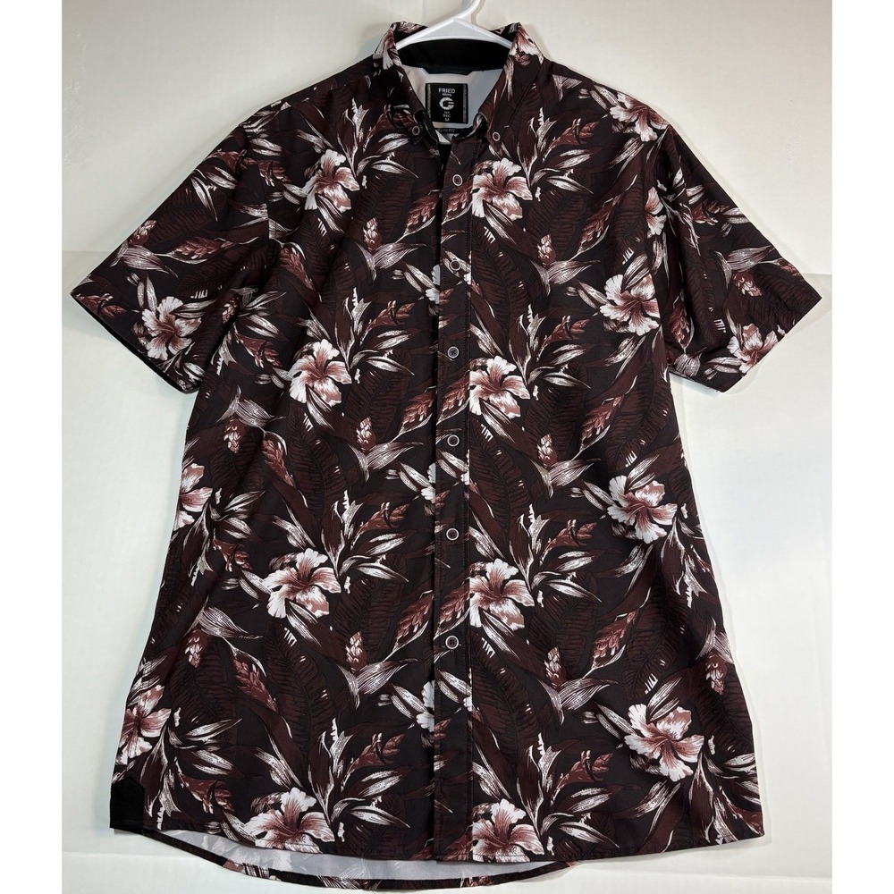 Fried Denim NYC 2016 Men's Slim Fit M Short Sleeve Button Hawaiian Shirt Purple